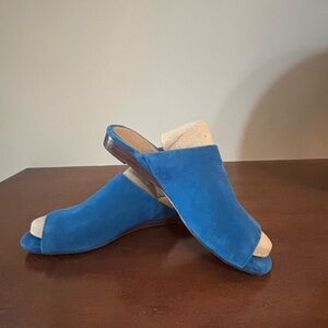 AEROSOLES Blue and Cream Mules
